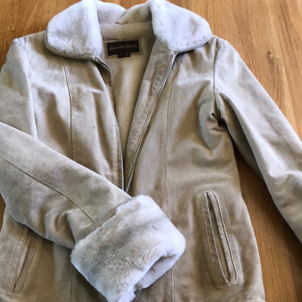 Leather Fur Trim Coat